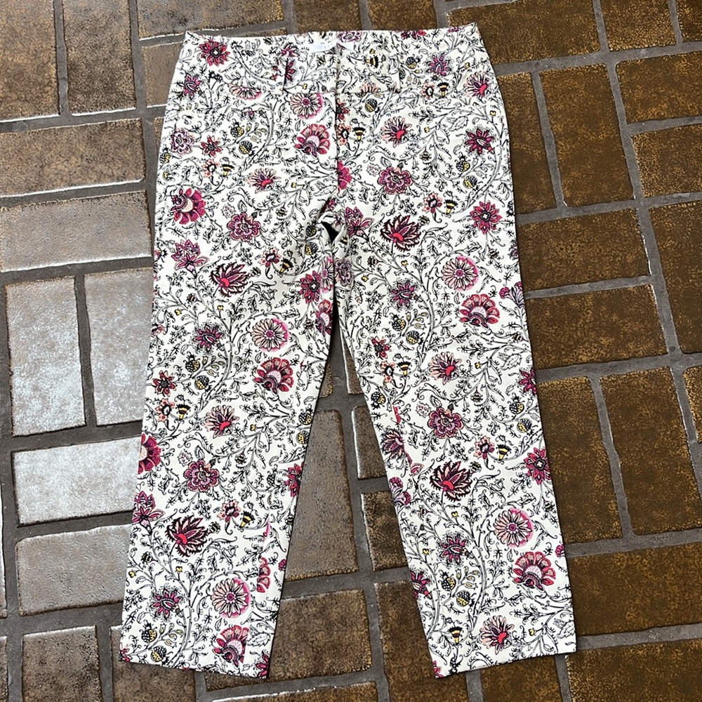 LOFT Multicolor Floral Print Riviera Ankle Pant